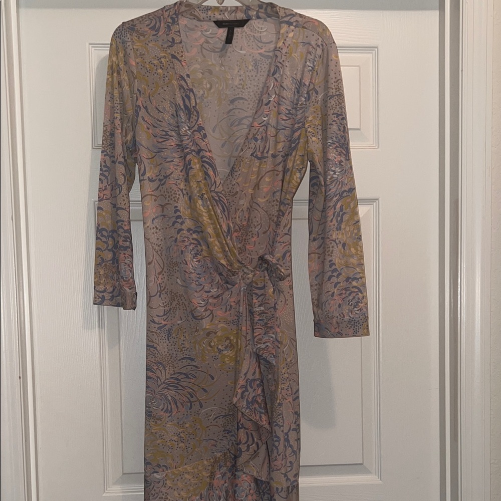 BCBGMaxAzria Floral Long Sleeve Dress in Pink and Yellow